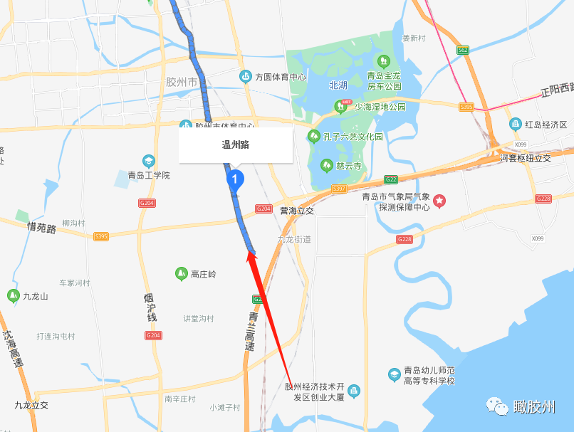 胶州东西大通道线路图图片