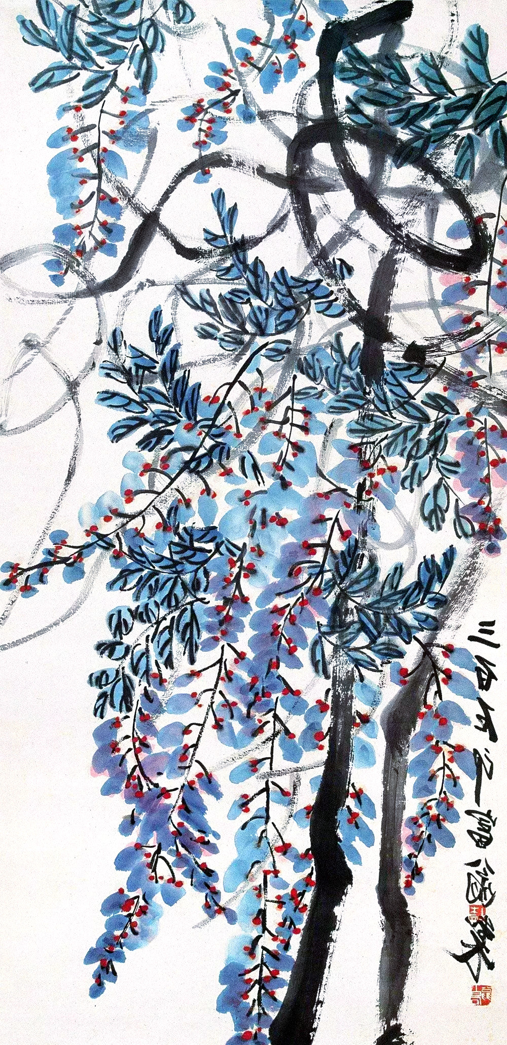 齐白石笔下的紫藤花开,美不胜收!