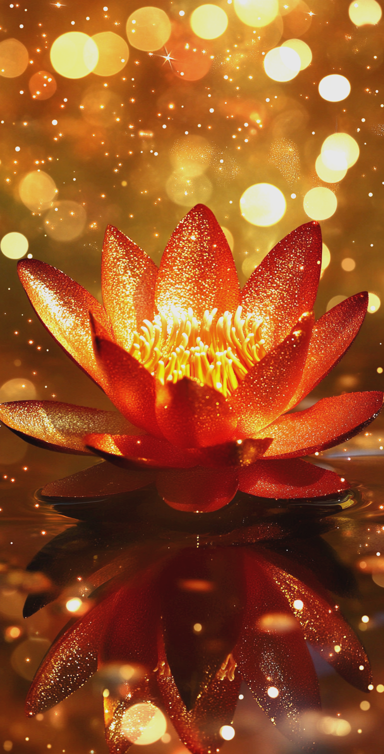 金色莲花的绽放,象征着修行之路的圆满与成就