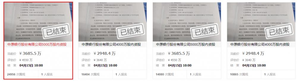 中原银行股票行情