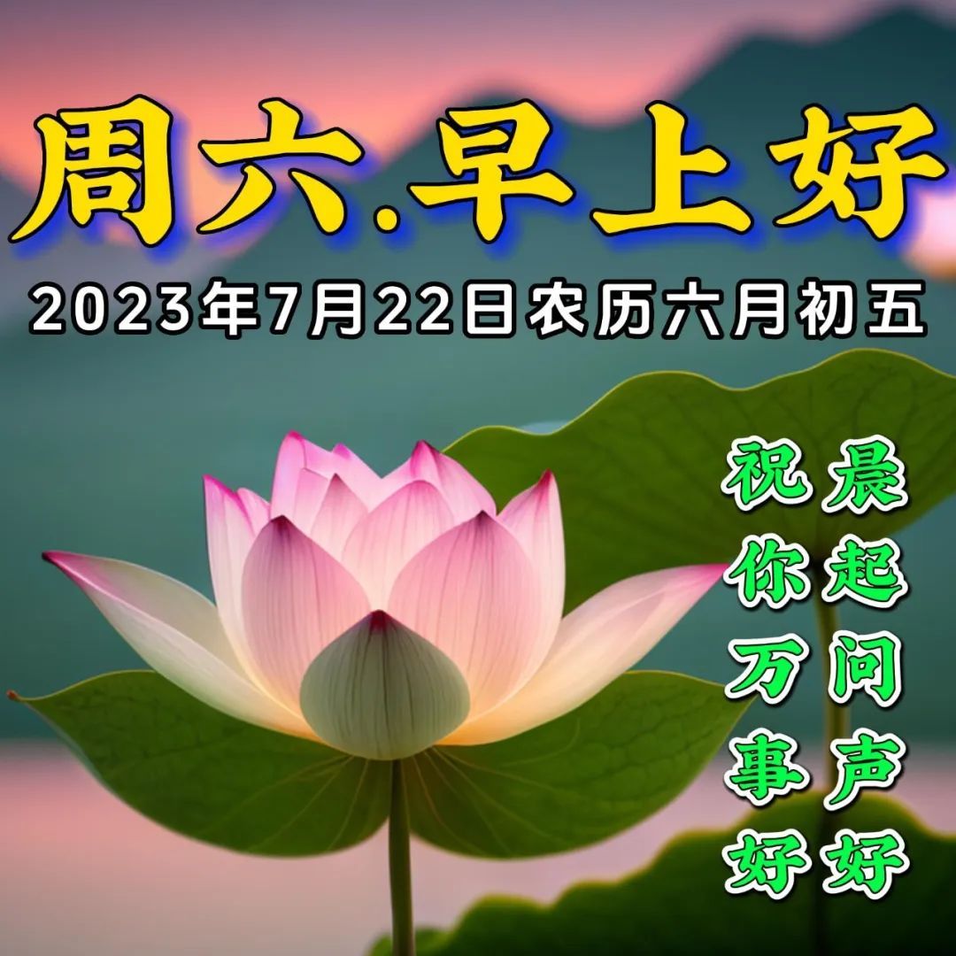 7月22日週六早上好,早安祝福語圖片帶字