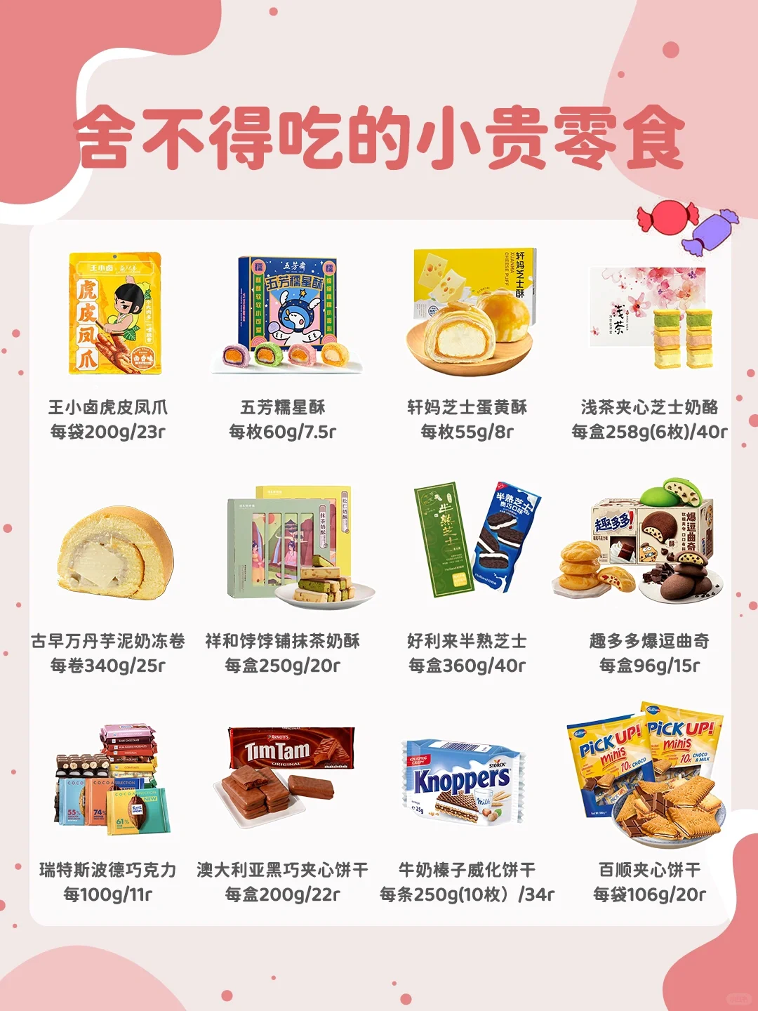 女生零食清单图片