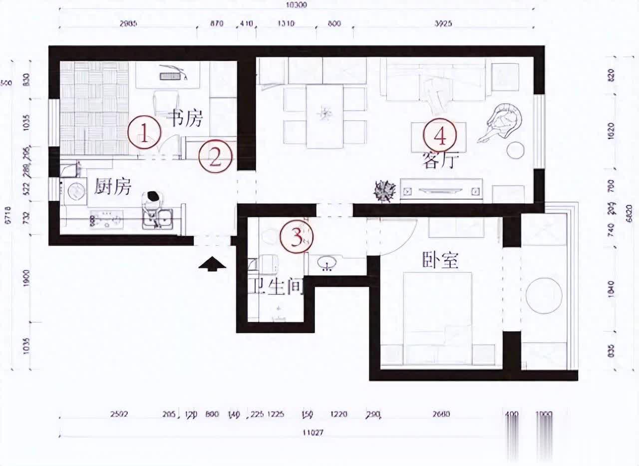 六十平米两居室户型图图片