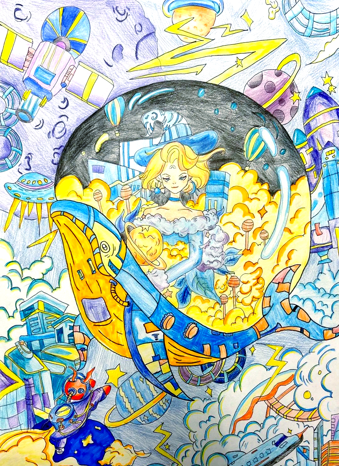 天通苑学校科技节:孩子们的科幻画作品展示