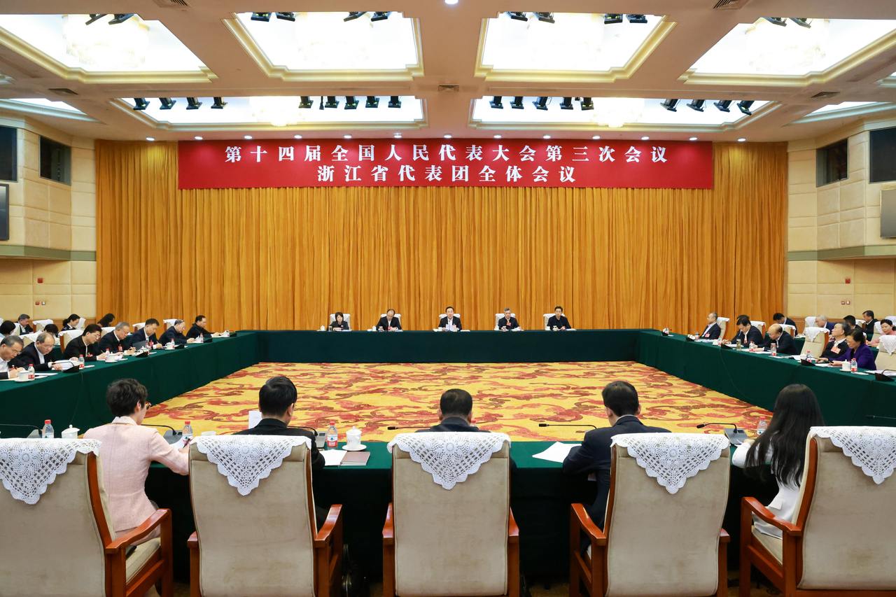 浙江代表团审议全国人大常委会工作报告 王浩刘捷参加