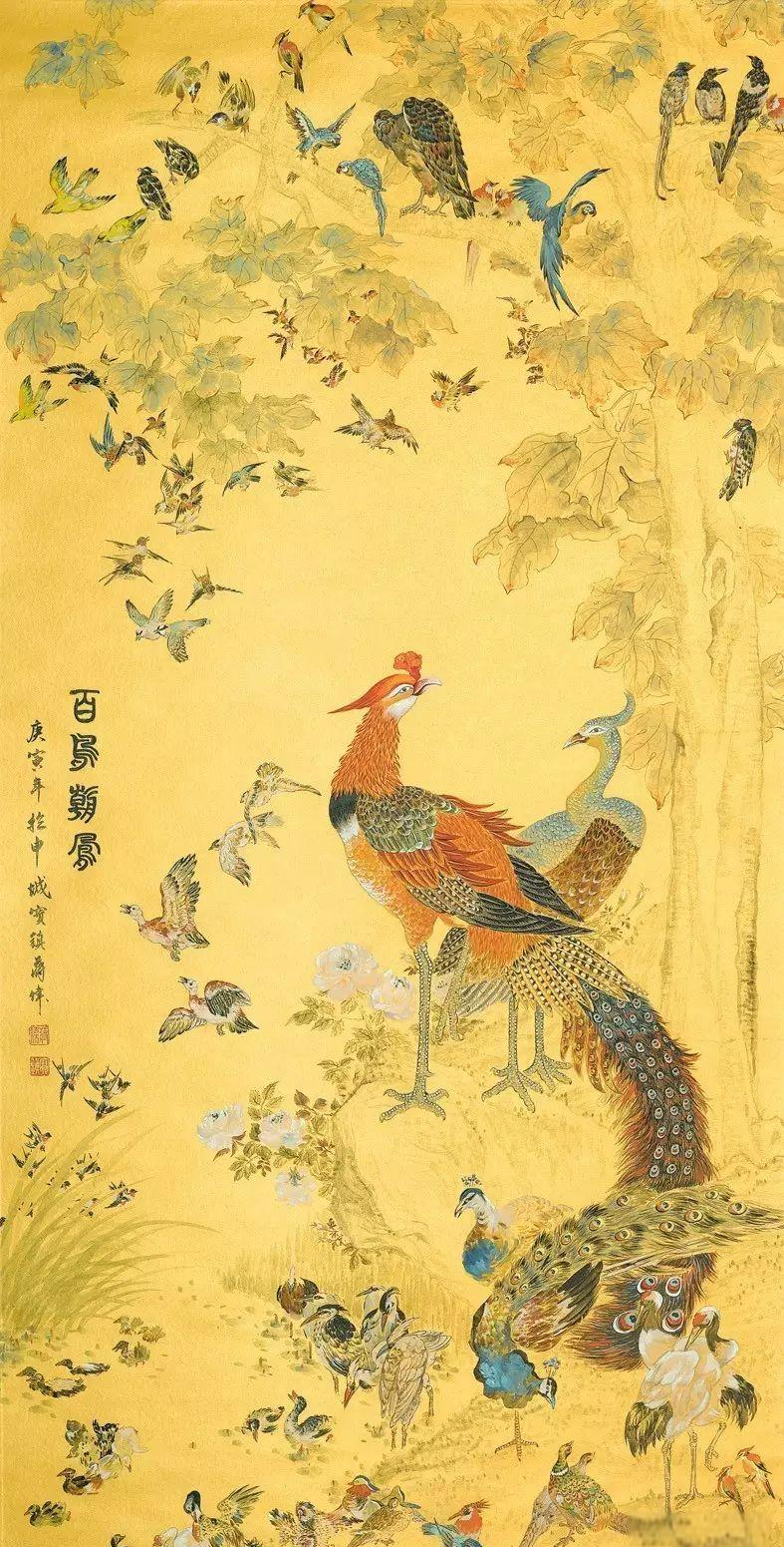 百鸟朝凤图:传统与现代交融的绘画瑰宝
