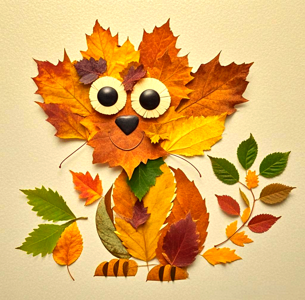 秋季树叶手工拼贴画:探索多种小动物系列,激发儿童创意绘画灵感