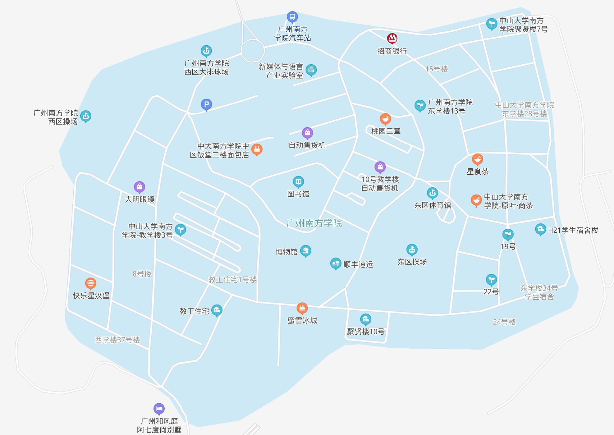 中山大学南方学院学校地图