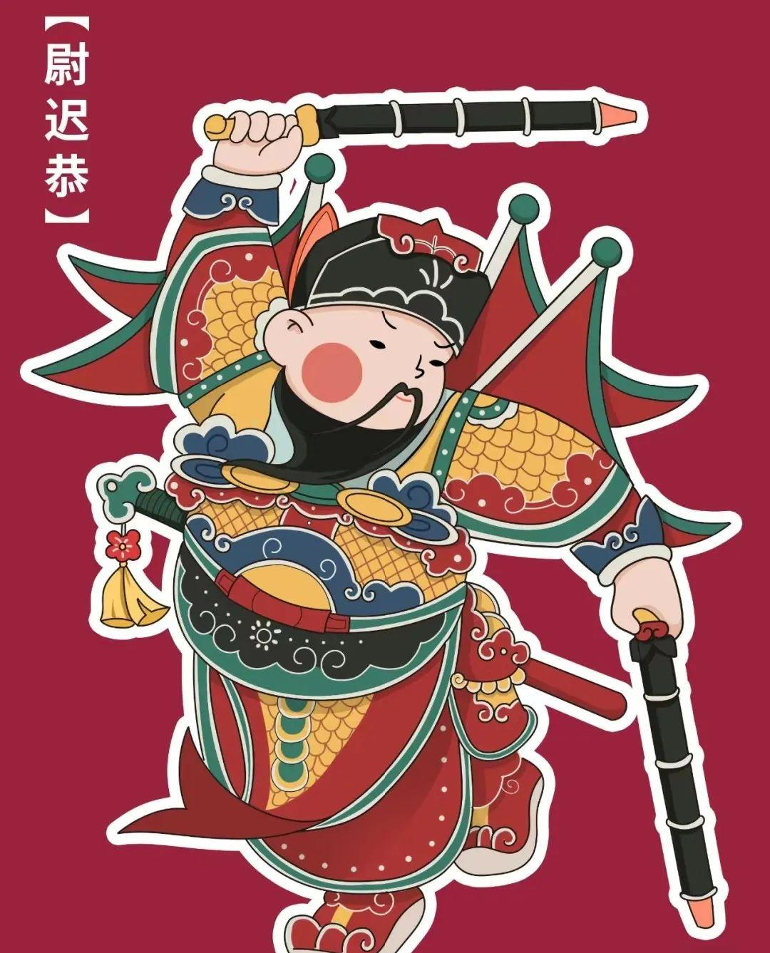 众多新年主题《门神》创意儿童画素材,寒假绘画挑战来袭!