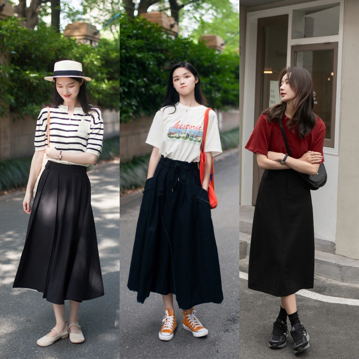 t恤 半身裙,夏天这么穿,时髦高级有风度