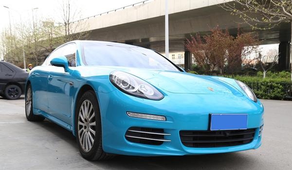 保时捷帕拉梅拉panamera全车改色迈阿密蓝