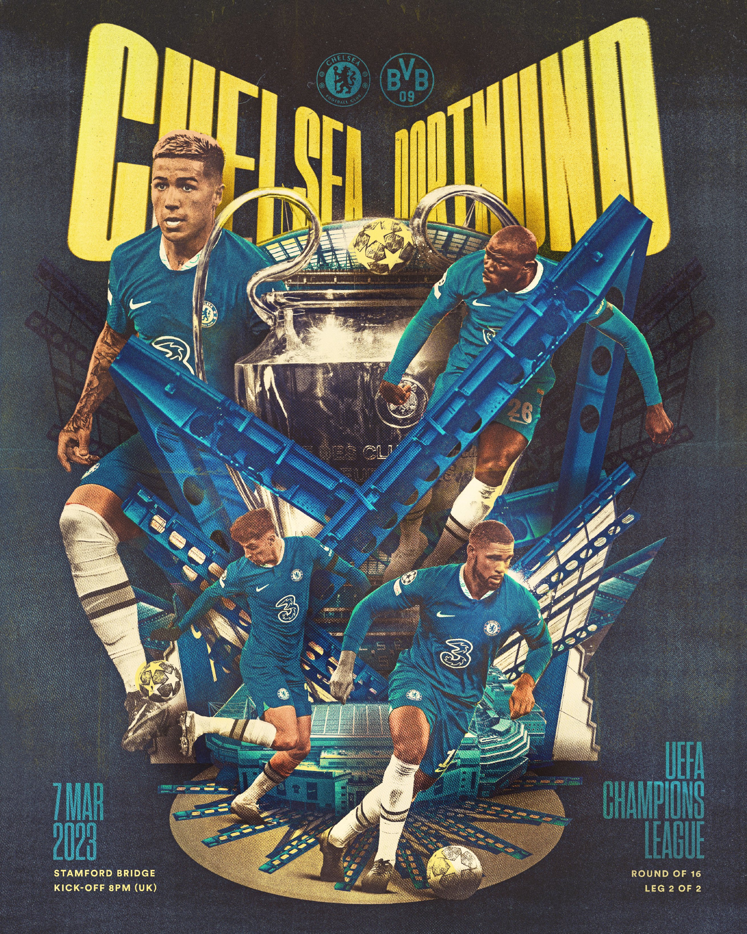 切尔西发布海报预热:斯坦福桥重要的欧冠夜晚,加油,切尔西!