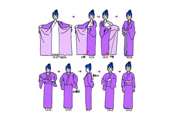 日式泡汤浴衣腰带系法图片