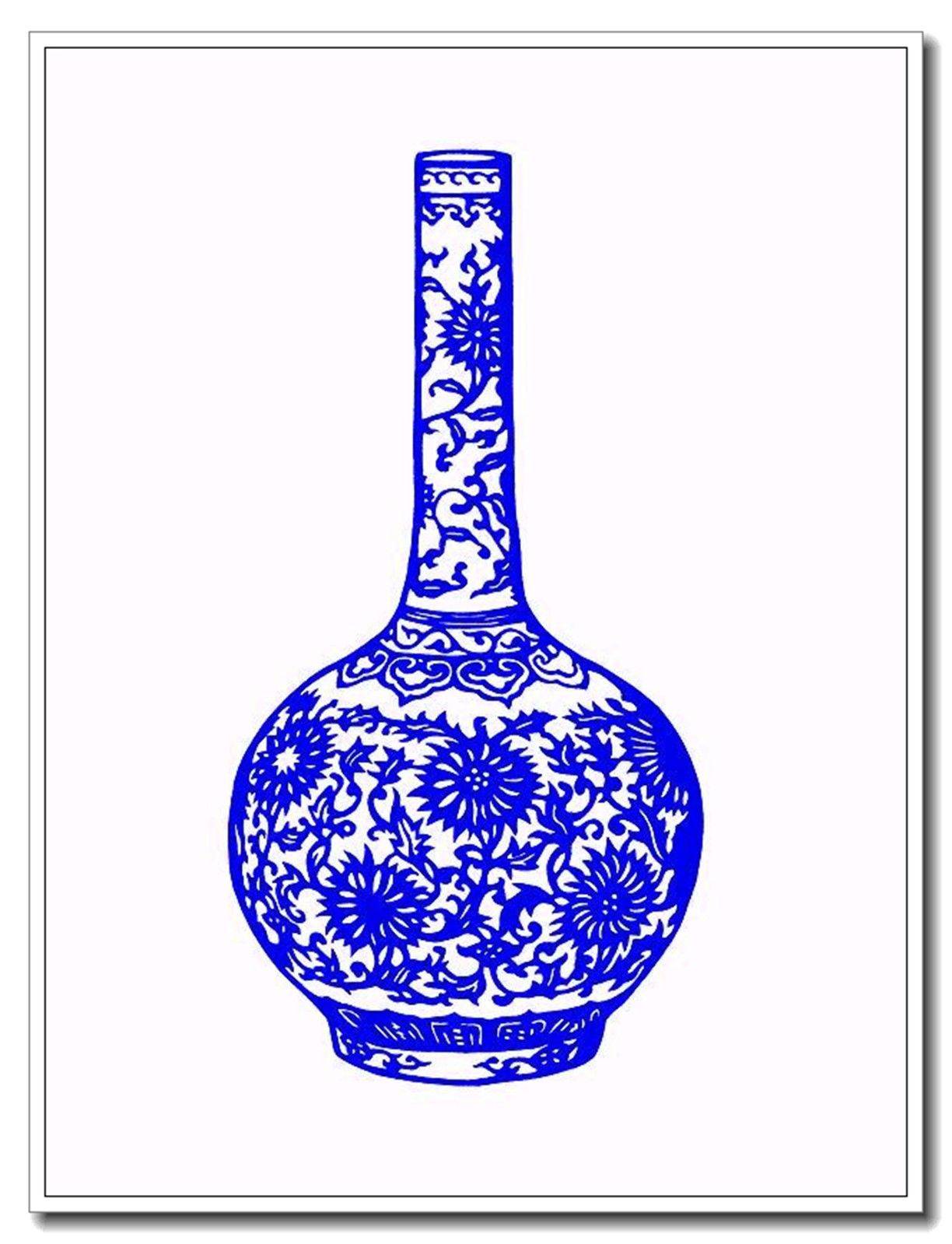 陈耀一组漂亮的青花瓶剪纸