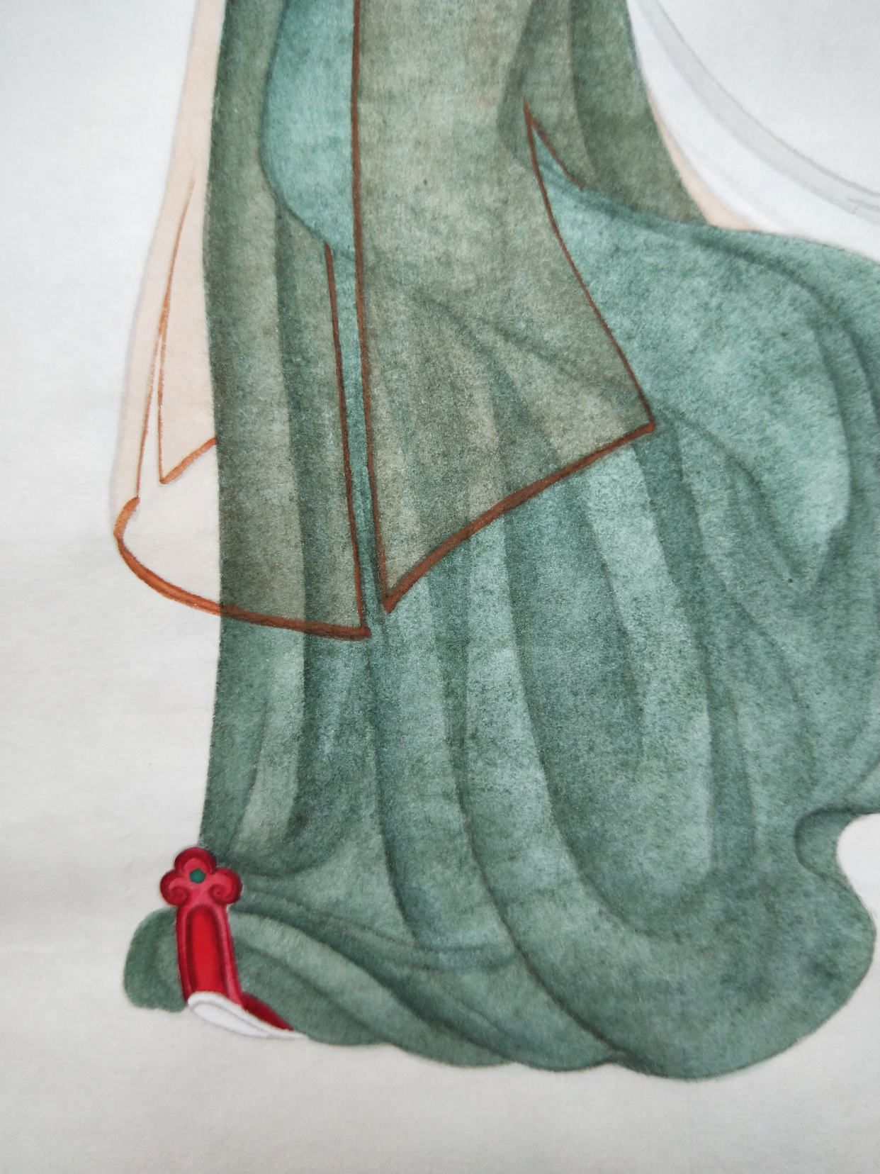 莲舞图(黄丽燕国画工笔画仕女图传统人物绘画)