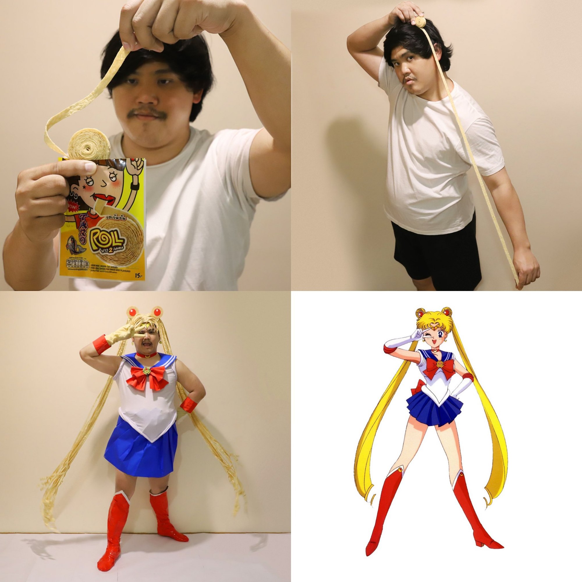 低成本cos经典动漫角色,大肚腩当篮球,汤勺当螺旋丸