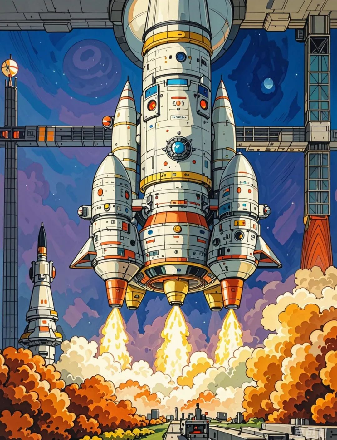 多款以宇宙,太空,卫星等航空航天科幻为主题的绘画素材,马克笔手绘