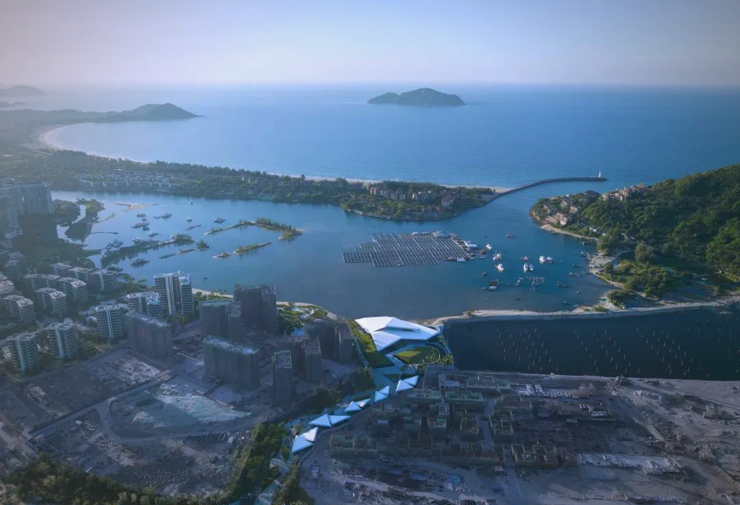 景观设计紧密结合建筑,以海洋生态为灵感,精心布局了飞鸟广场与热带花