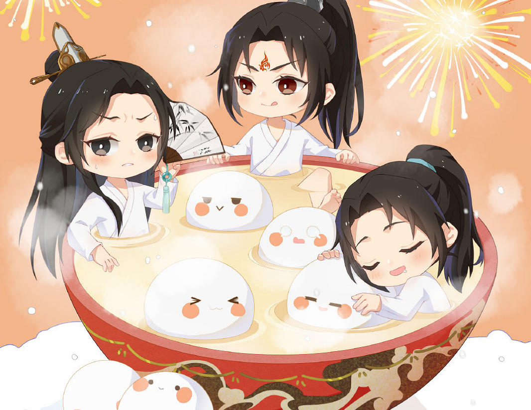 墨家三宝元宵节贺图,漫迷:重点是汪叽的碗里没勺子