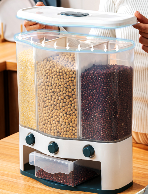 家用储米箱推荐:分格分类杂粮米桶 一桶多用防虫防潮更密封