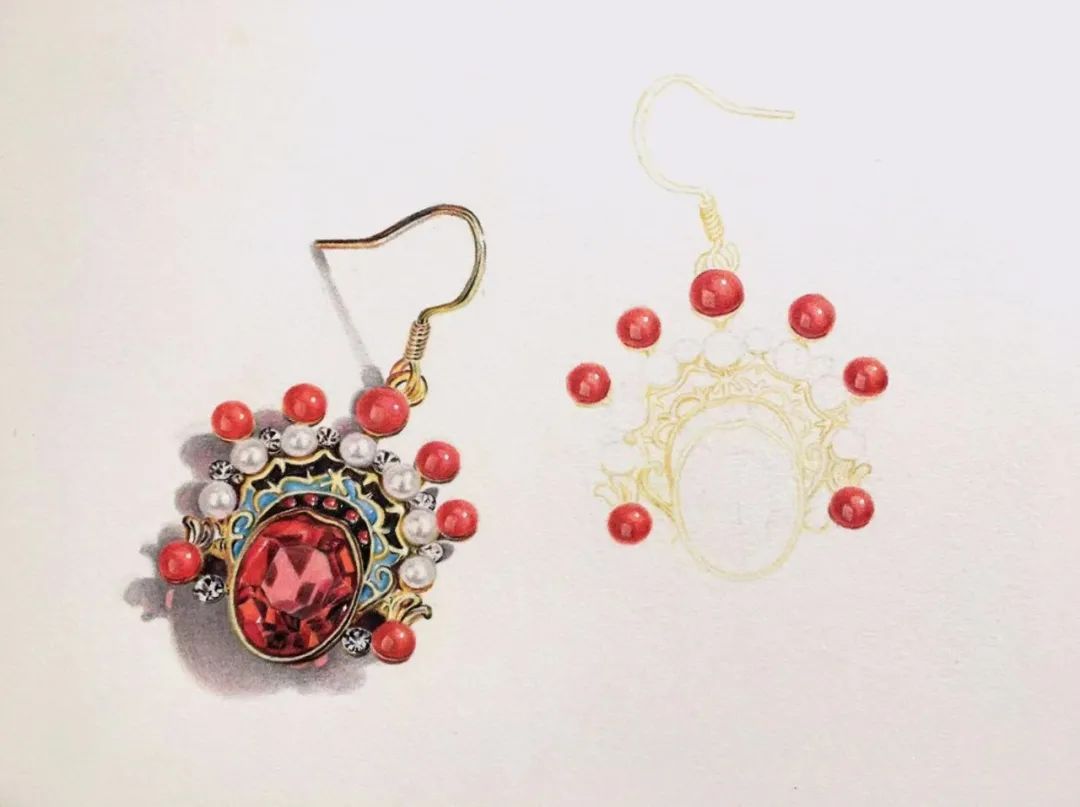 彩铅教程|古风耳环