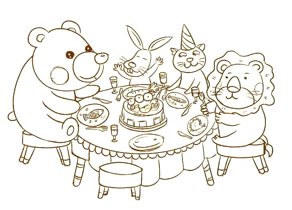 创意绘画小动物聚餐:绘制温馨和谐的盛宴场景