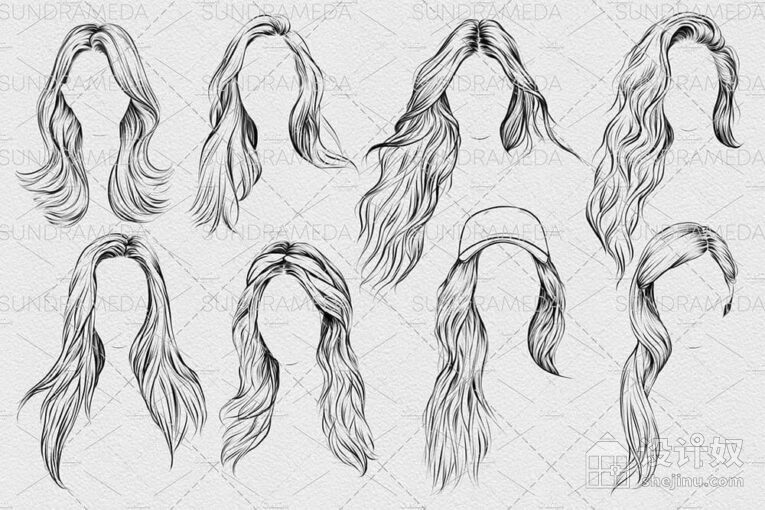 24款女性现成发型主题procreate笔刷素材包