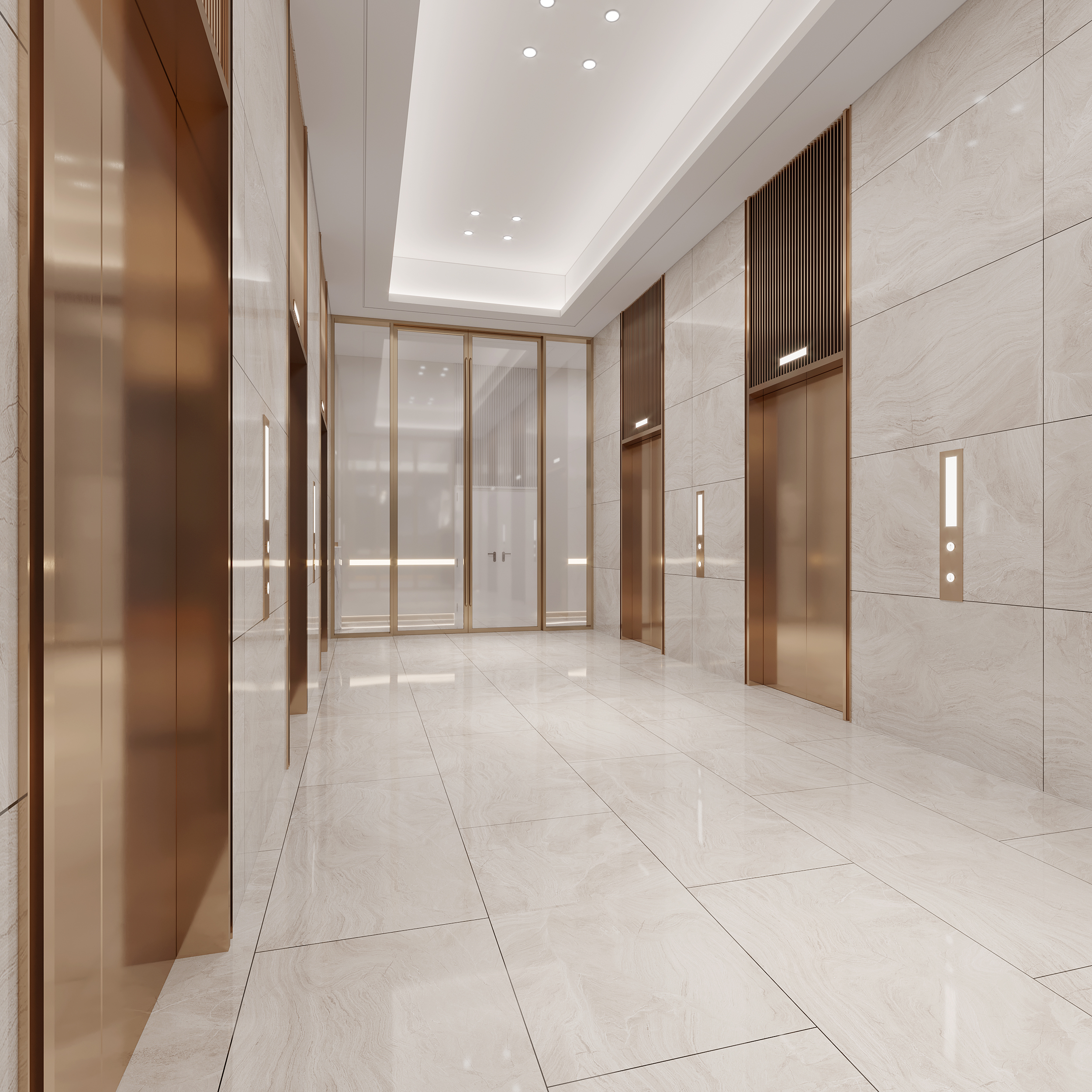 写字楼电梯厅设计效果图,好看有创意