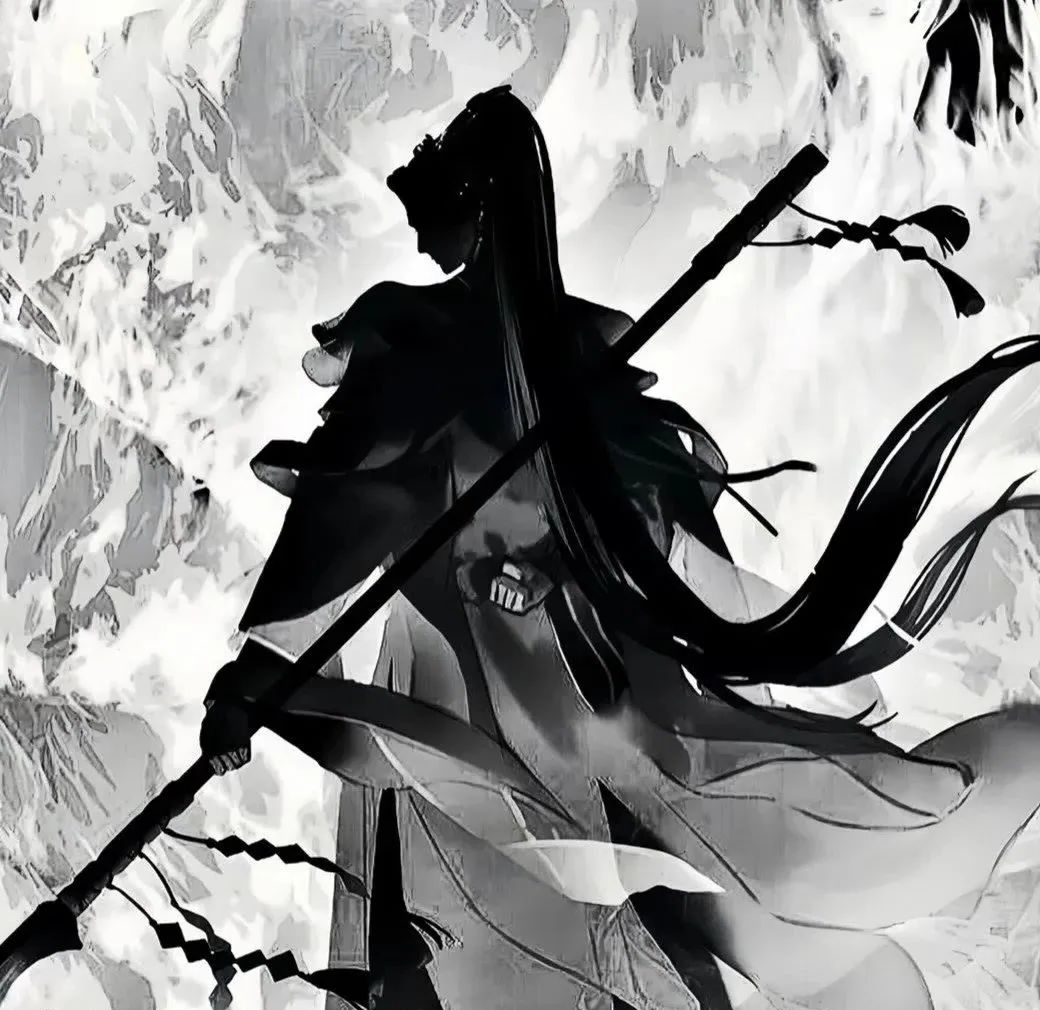 水墨画风格的男生头像,黑白色系,充满艺术感