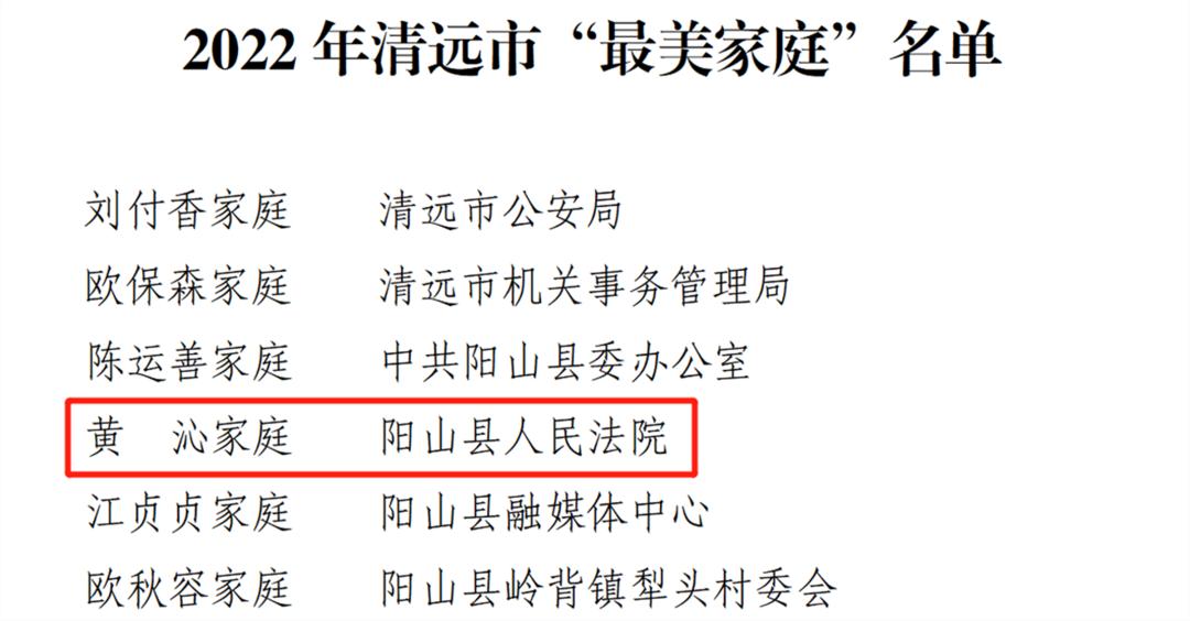 喜报!我院赖伟杰,黄沁家庭获评2022年清远市"最美家庭"