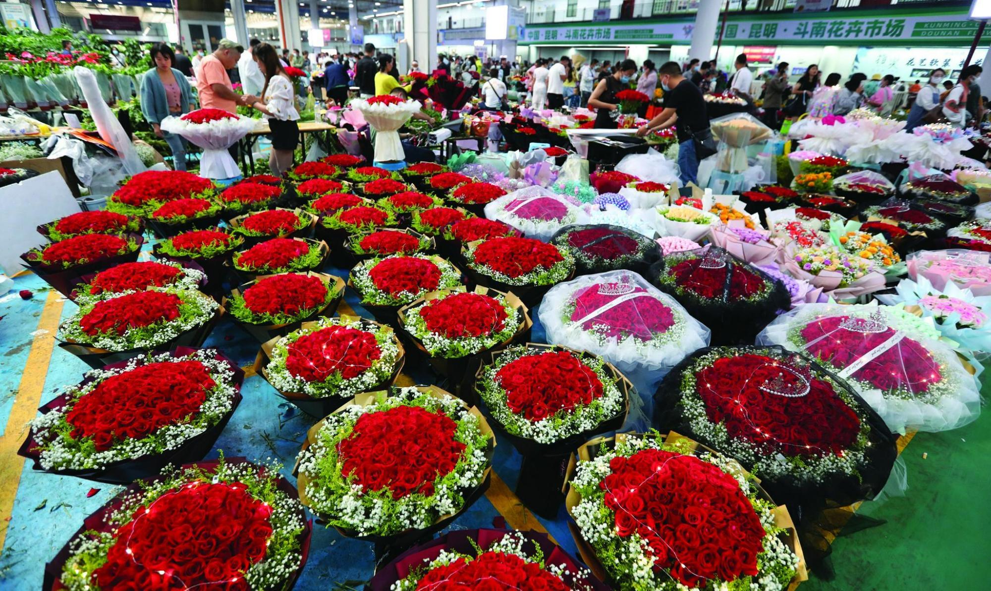 浪漫"七夕"云南鲜花市场需求旺盛