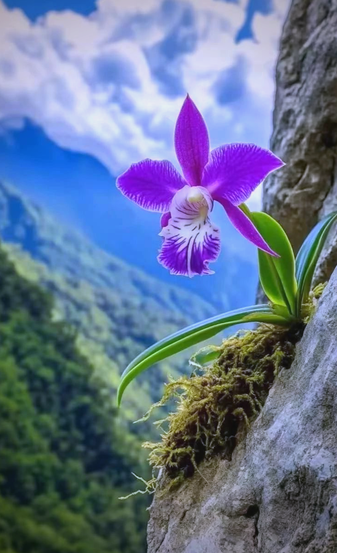 悬崖峭壁上的小花,顽强绽放,展现生命的无尽美与力量