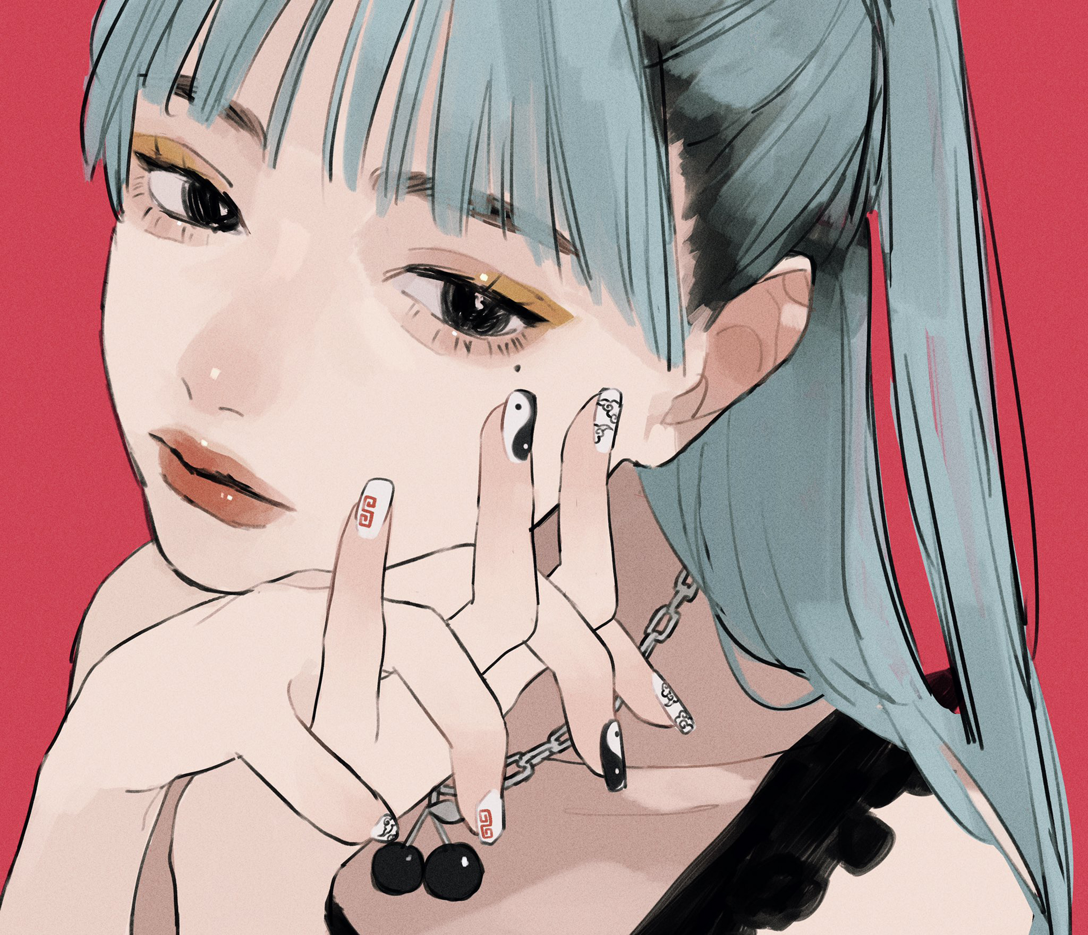 画师 tamimoon 极具个性的高冷小姐姐插画作品