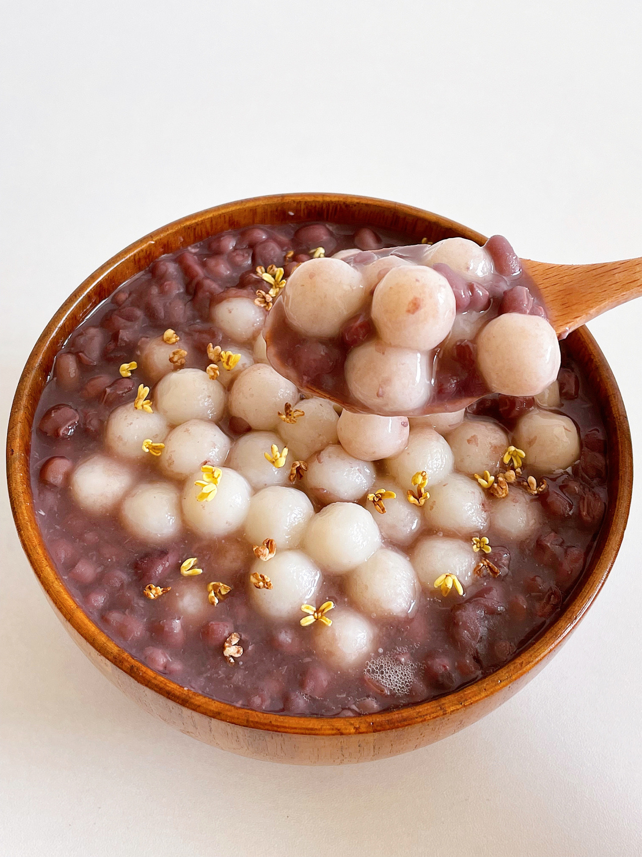 秋冬暖胃甜品丨红豆桂花小丸子