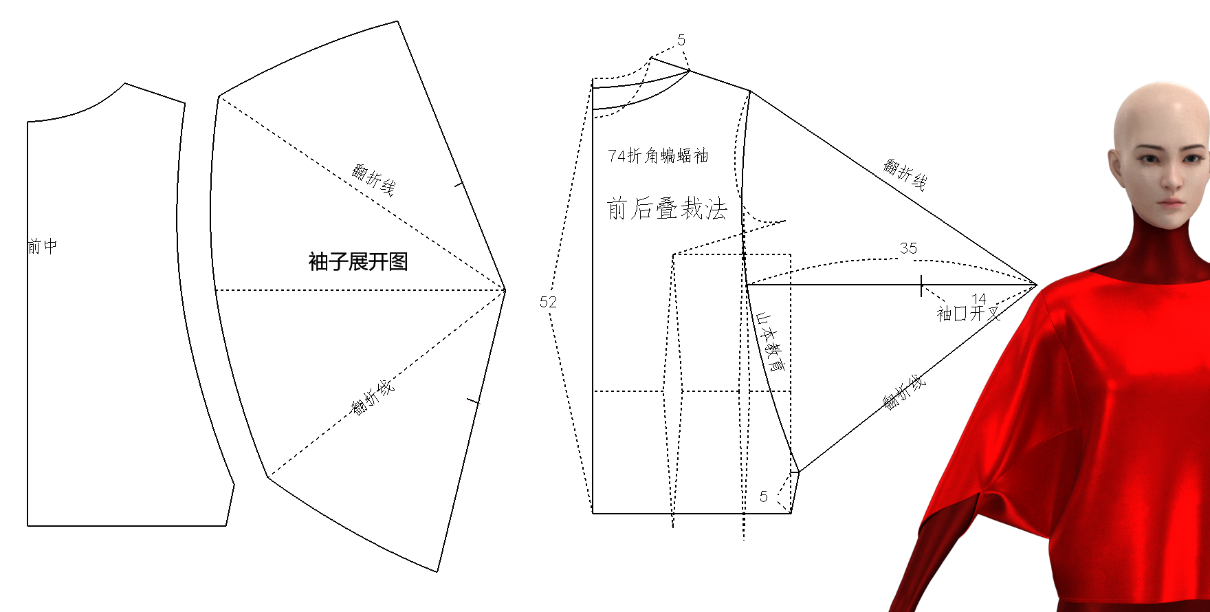 廓形衛衣落肩袖style3d服裝製版裁剪袖子