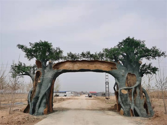 内蒙古乌海假树大门赤峰水泥仿真水泥景观树景区大门口