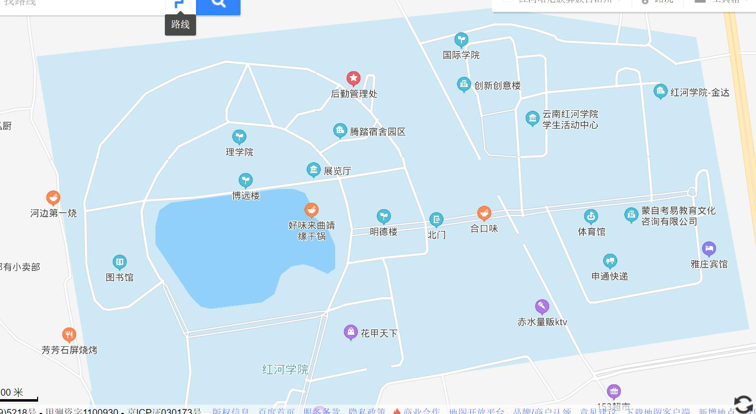 红河学院全景地图图片