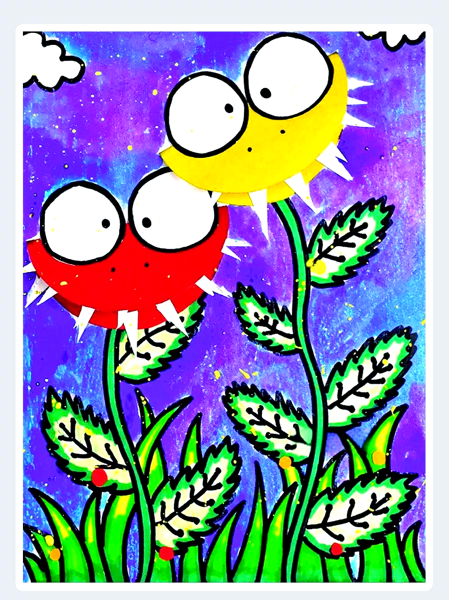 用创意手法画可爱又恐怖的食人花