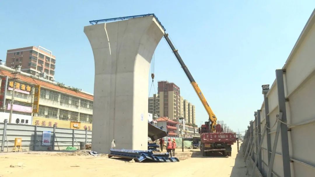 粤东城际铁路浮洋站先期工程中跨主墩完成施工