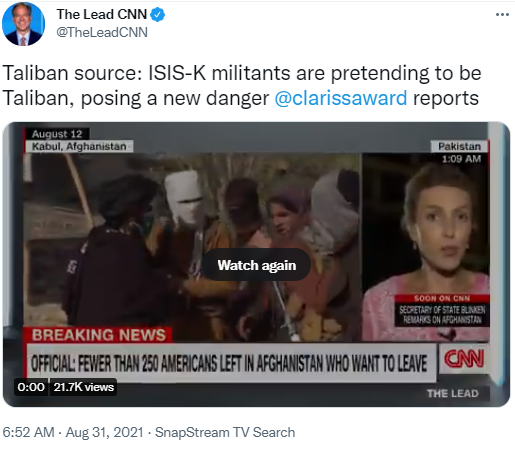 美媒记者曝:"伊斯兰国呼罗珊分支"有人扮成塔利班成员,"制造新危险"