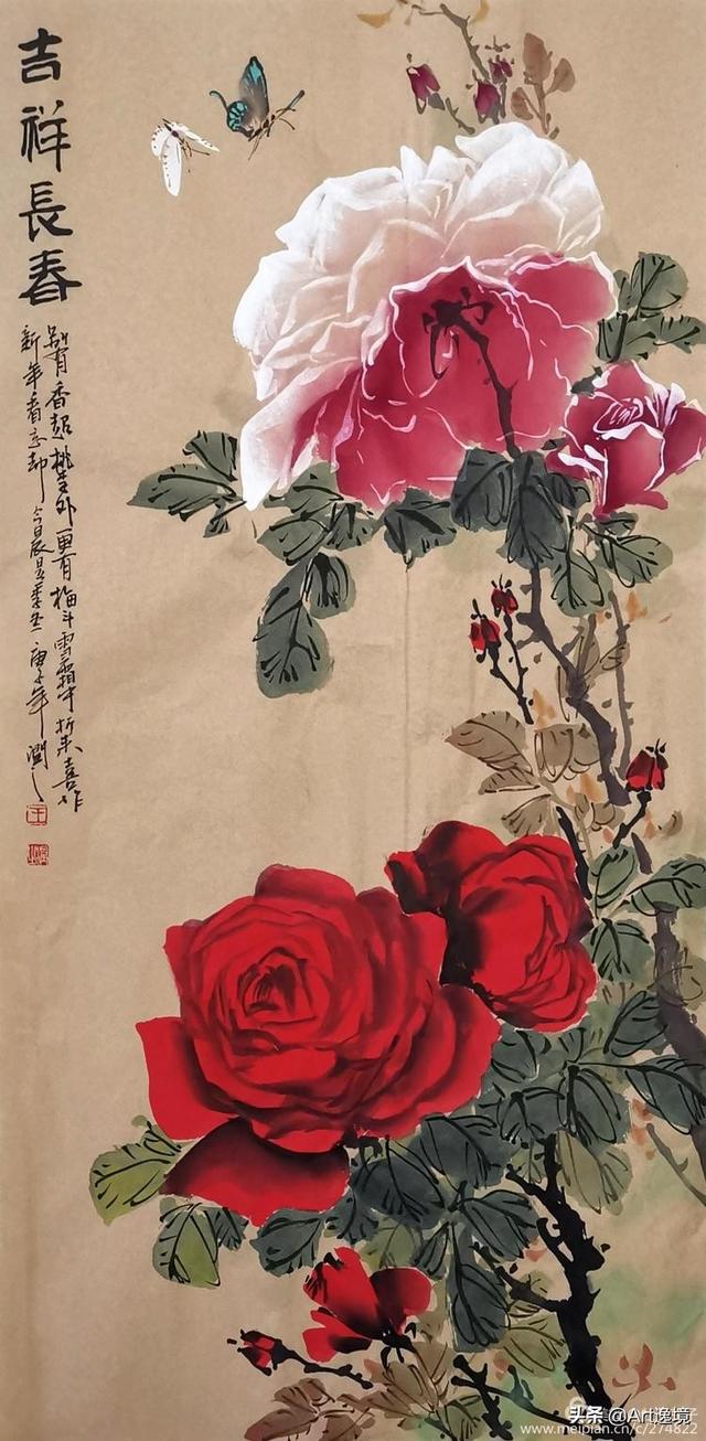 这月季花是画出来的,我信‖王润之笔下的月季花