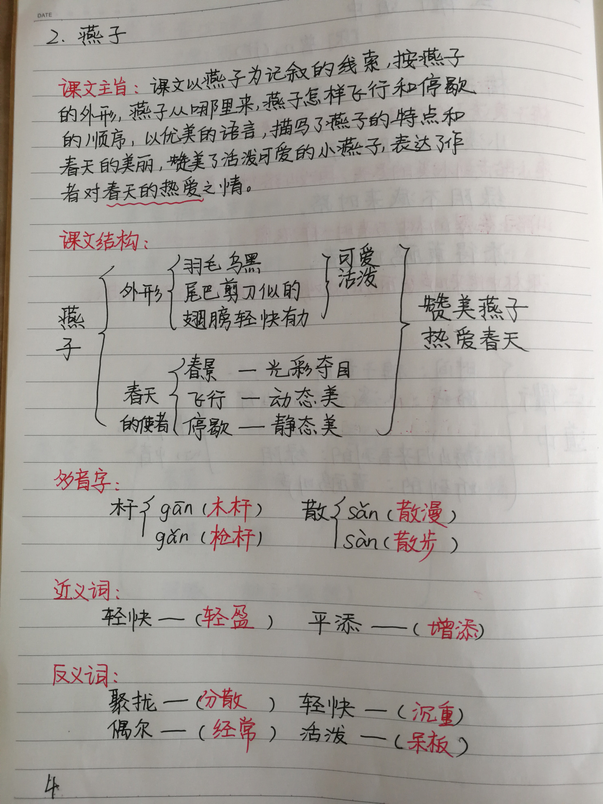 三年级语文下册,第一单元课堂笔记,家长辅导,小学生复习必备