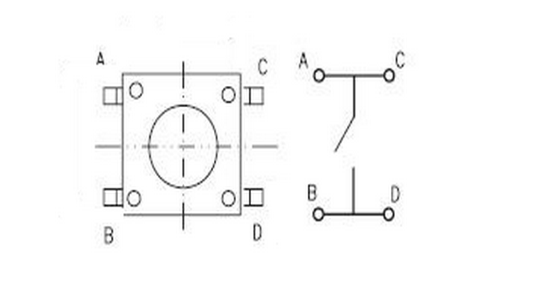 四脚按键开关引脚图图片