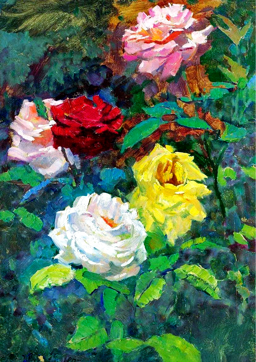 多幅国画作品描绘月季花盛开的美景