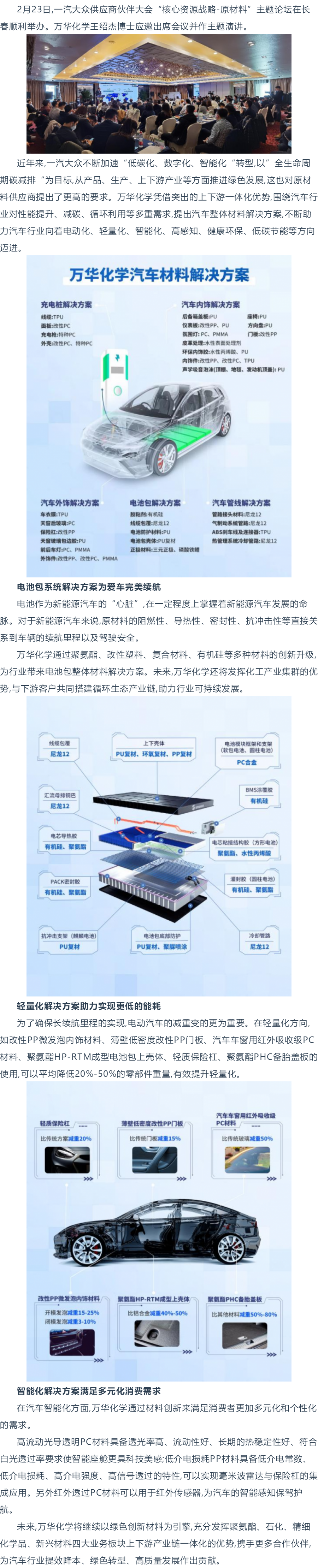 萬華化學參加一汽大眾供應商大會主題論壇,助力行業高質量發展