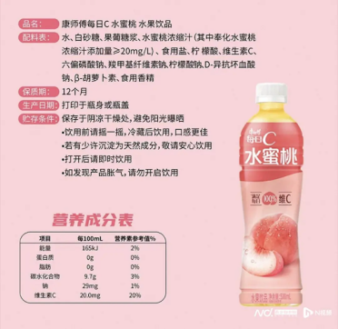 每瓶仅含0.01克奉化水蜜桃！喝上千瓶康师傅才能吃到一颗桃