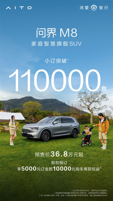 一堆“9”系SUV难了！全新问界M8小定已破11万辆