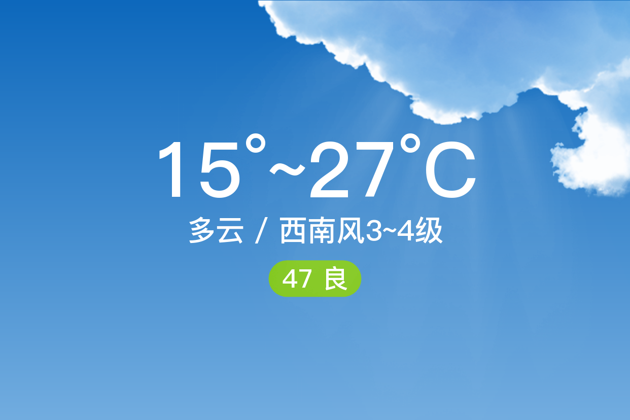 「温州苍南」3/30,多云,15~27℃,西南风3~4级,空气质量良