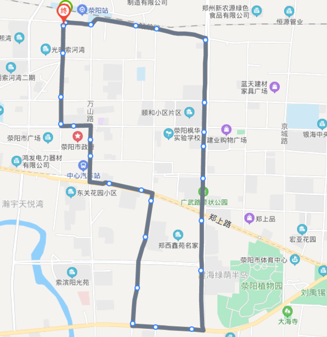 河南荥阳火车站途经公交车线路乘坐点及其运行时间