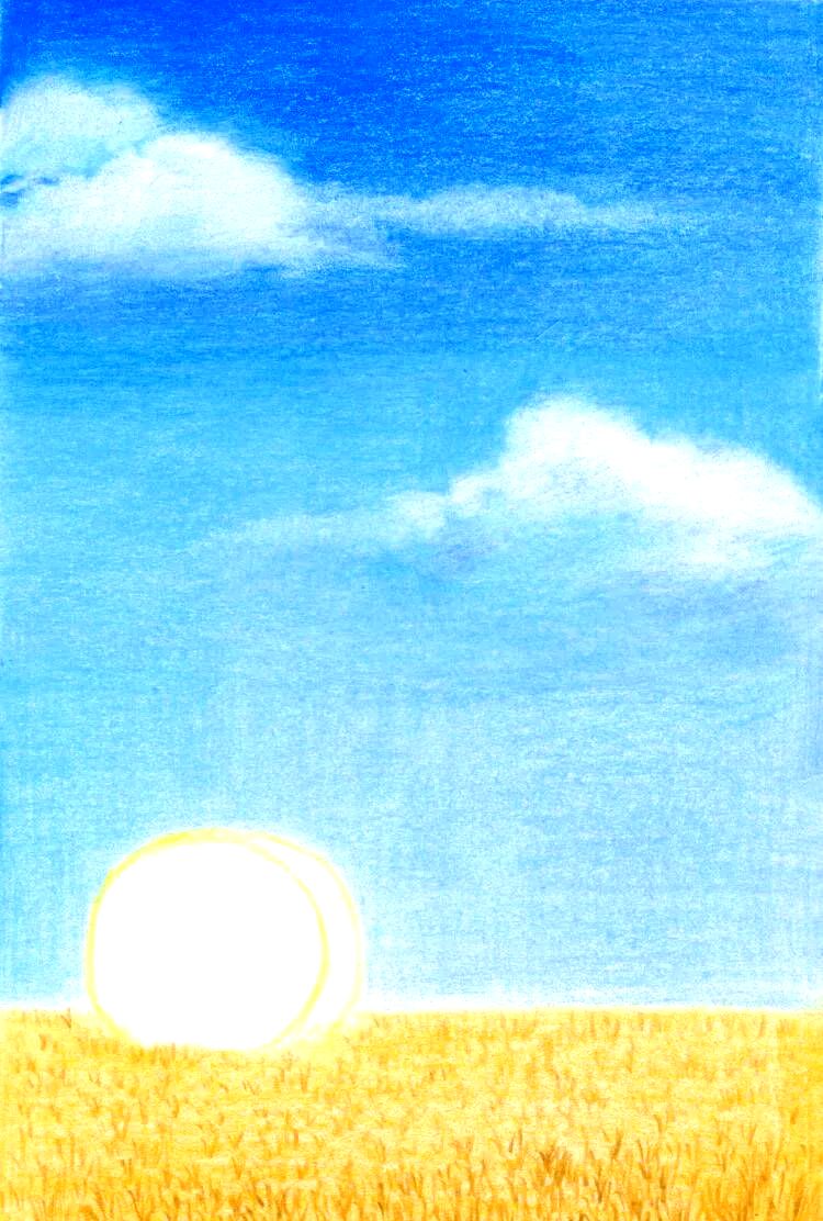 夏日麦田风景:彩铅画的细腻创作过程